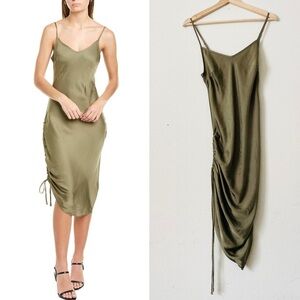 Nation SMALL Mira Bias Slip Dress with Drawstring in Eucalyptus